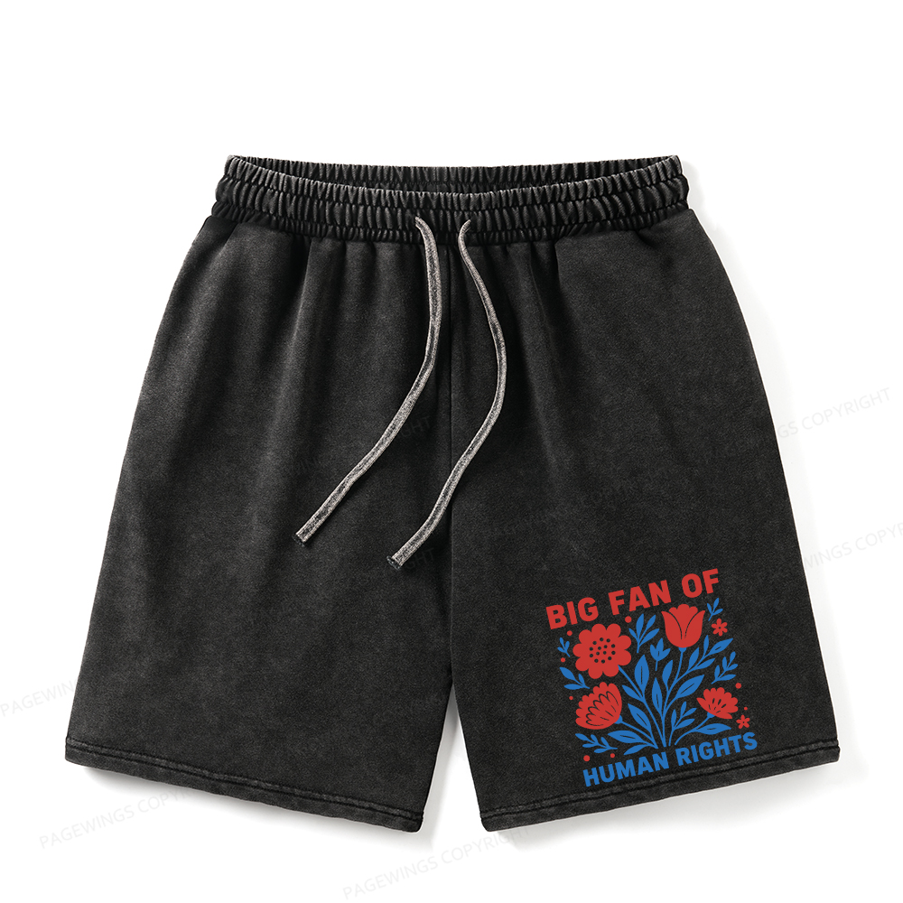 Pagewings Big Fan Of Human Rights Unisex Washed Shorts