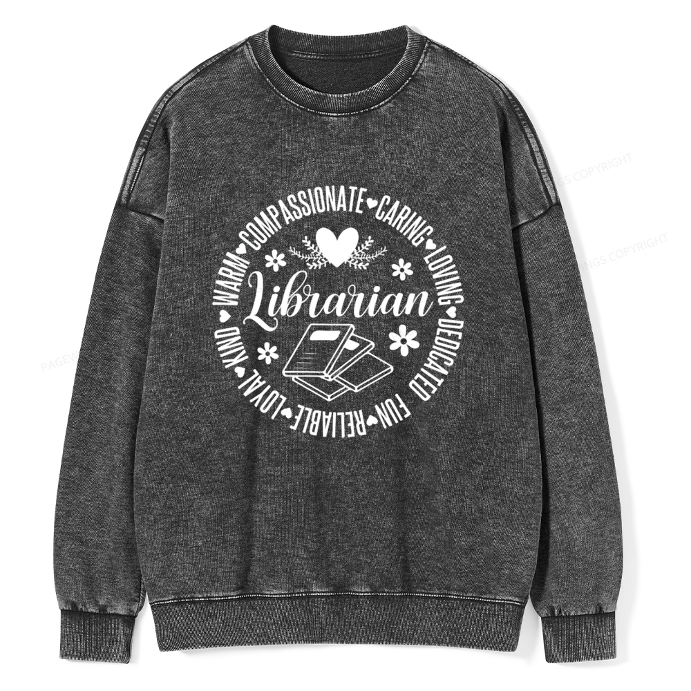 Pagewings Librarian Book Lover Unisex Washed Sweatshirt