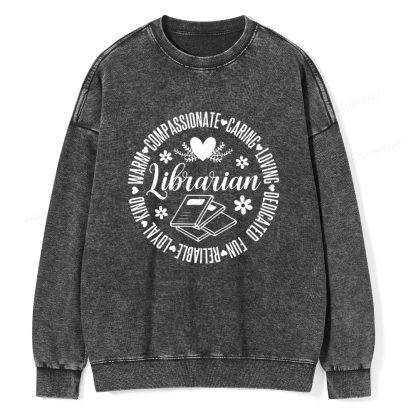 Pagewings Librarian Book Lover Unisex Washed Sweatshirt