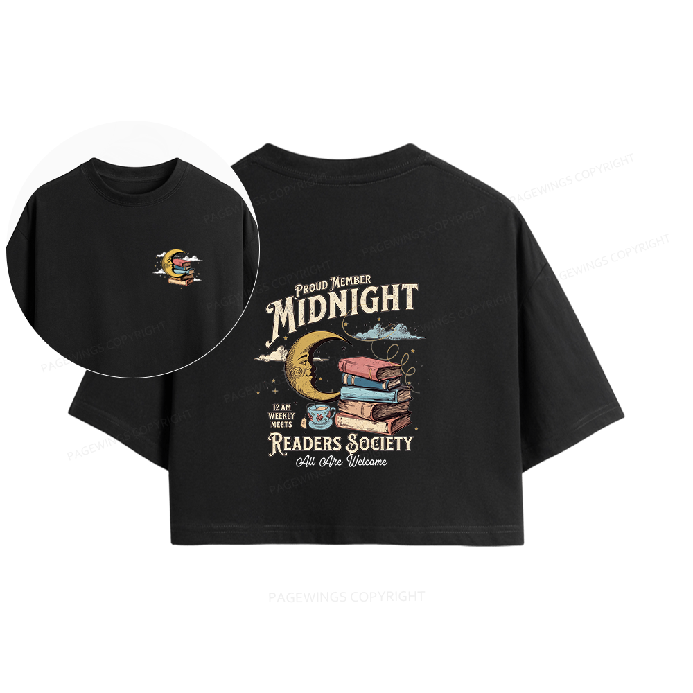 Pagewings Midnight Readers Society Women Crop Tops