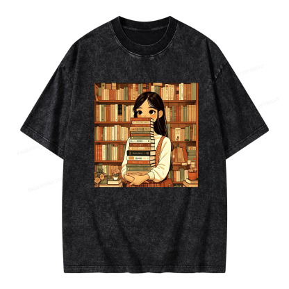 Pagewings A Girl Who Loves To Read Unisex Washed T-shirt