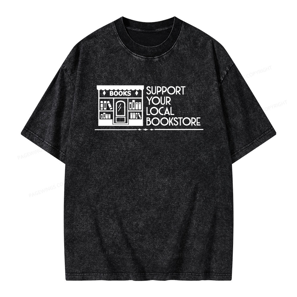Pagewings Support Your Local Bookstore Unisex Washed T-shirt