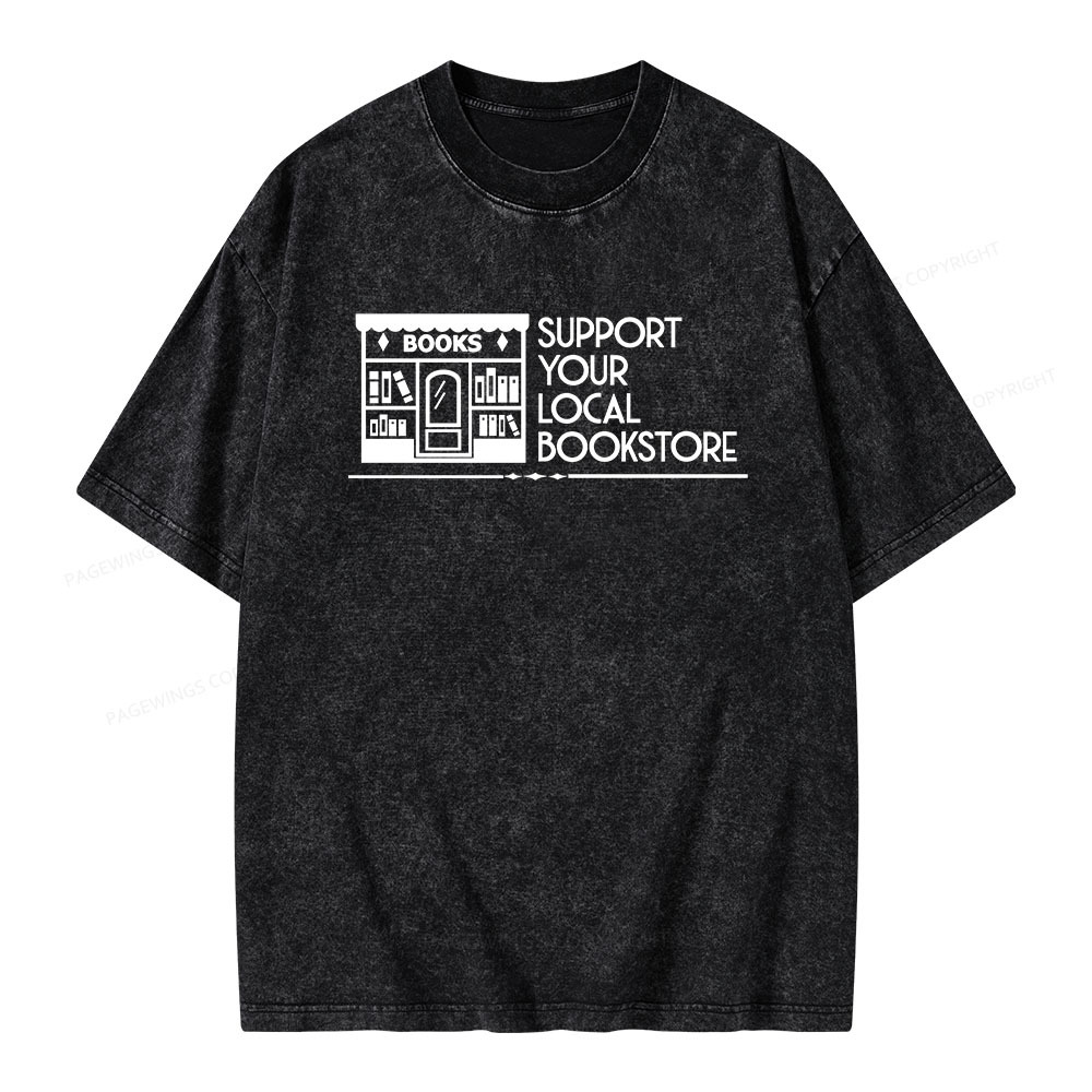 Pagewings Support Your Local Bookstore Unisex Washed T-shirt