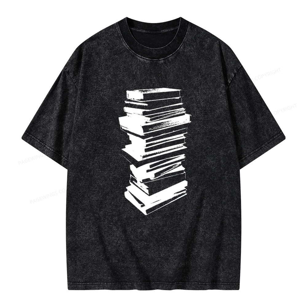 Pagewings Stack of Books Unisex Washed T-shirt