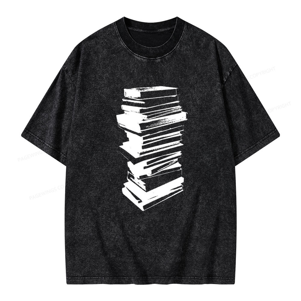 Pagewings Stack of Books Unisex Washed T-shirt