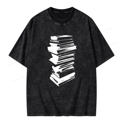 Pagewings Stack of Books Unisex Washed T-shirt