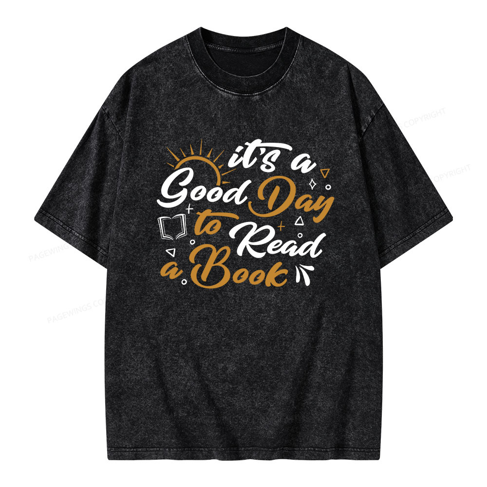 Pagewings It's A Good Day To Read A Book Unisex Washed T-shirt