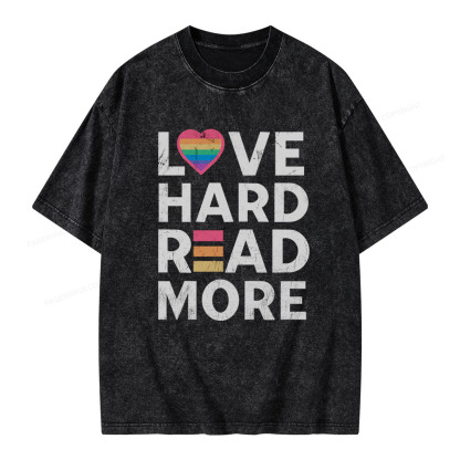 Pagewings Love Hard Read More Unisex Washed T-shirt