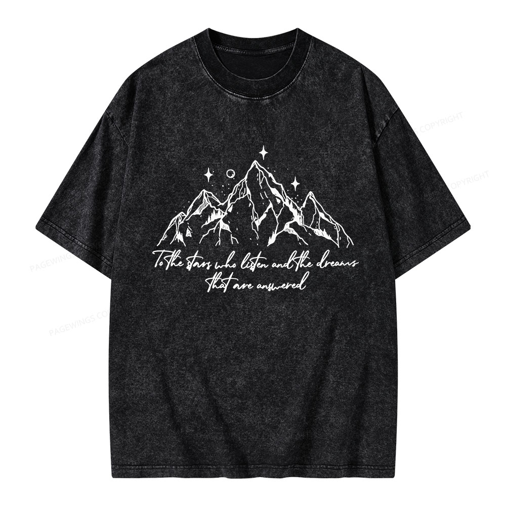 Pagewings Listen To Stars Answer Dreams Unisex Washed T-shirt