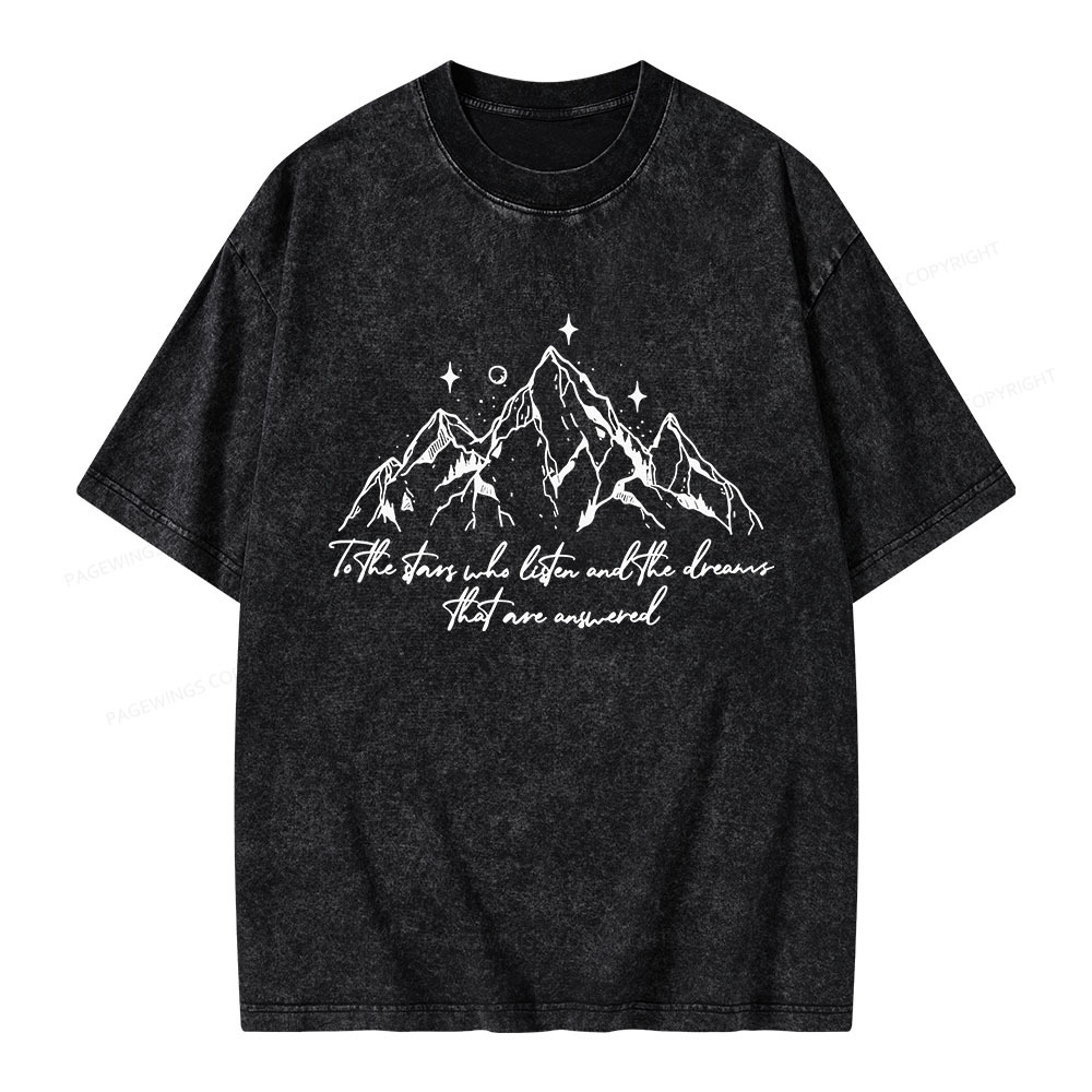 Pagewings Listen To Stars Answer Dreams Unisex Washed T-shirt