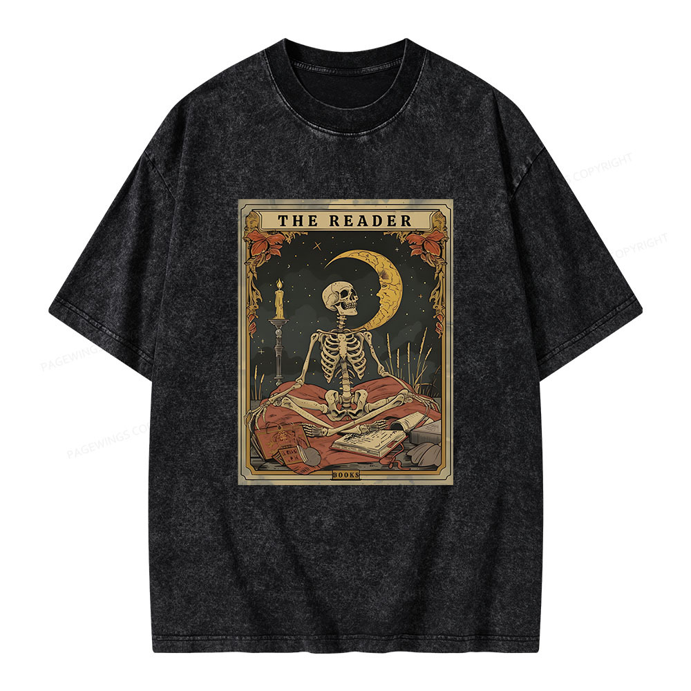 Pagewings The Reader Tarot Card Unisex Washed T-shirt