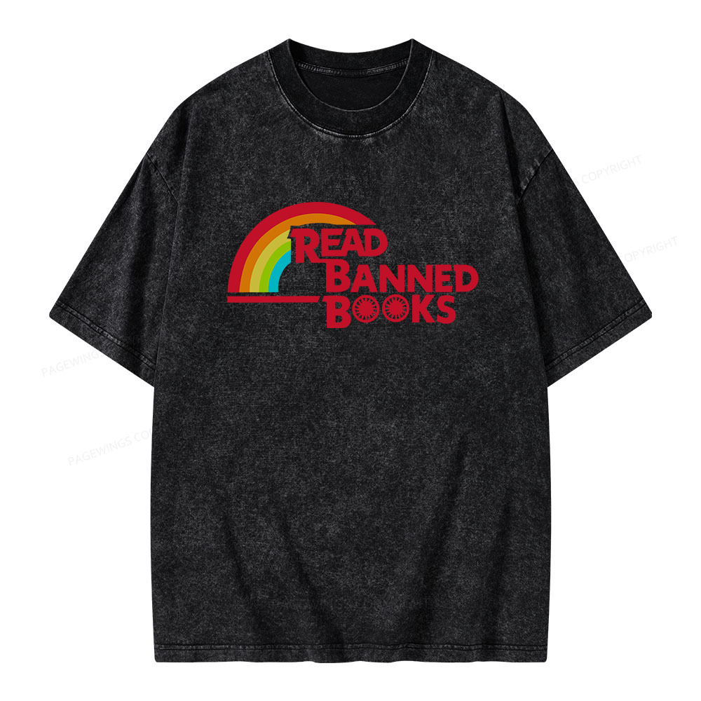 Pagewings Read Banned Books Unisex Washed T-shirt