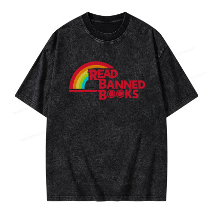 Pagewings Read Banned Books Unisex Washed T-shirt