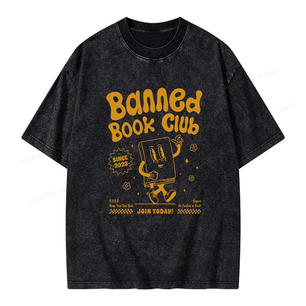 Pagewings Banned Book Club Unisex Washed T-shirt