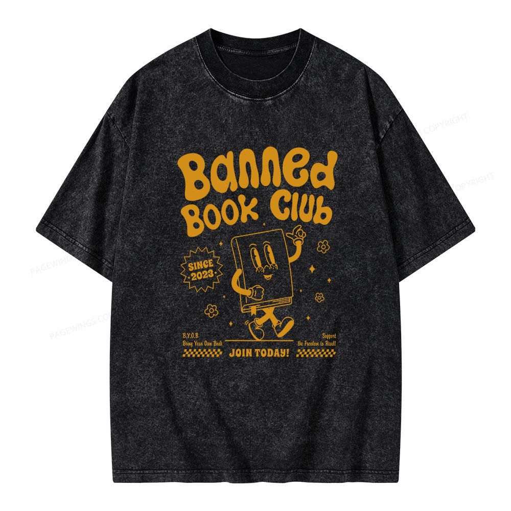 Pagewings Banned Book Club Unisex Washed T-shirt