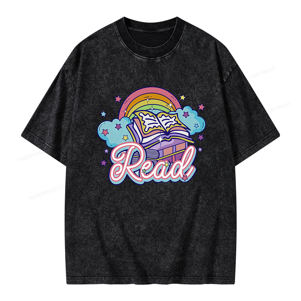Pagewings Rainbow Book Lover Unisex Washed T-shirt