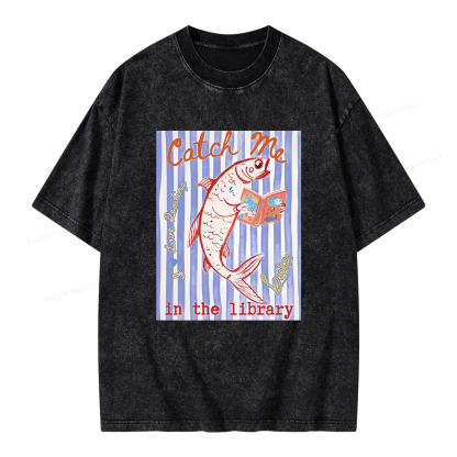 Pagewings Catch Me In The Library Unisex Washed T-shirt