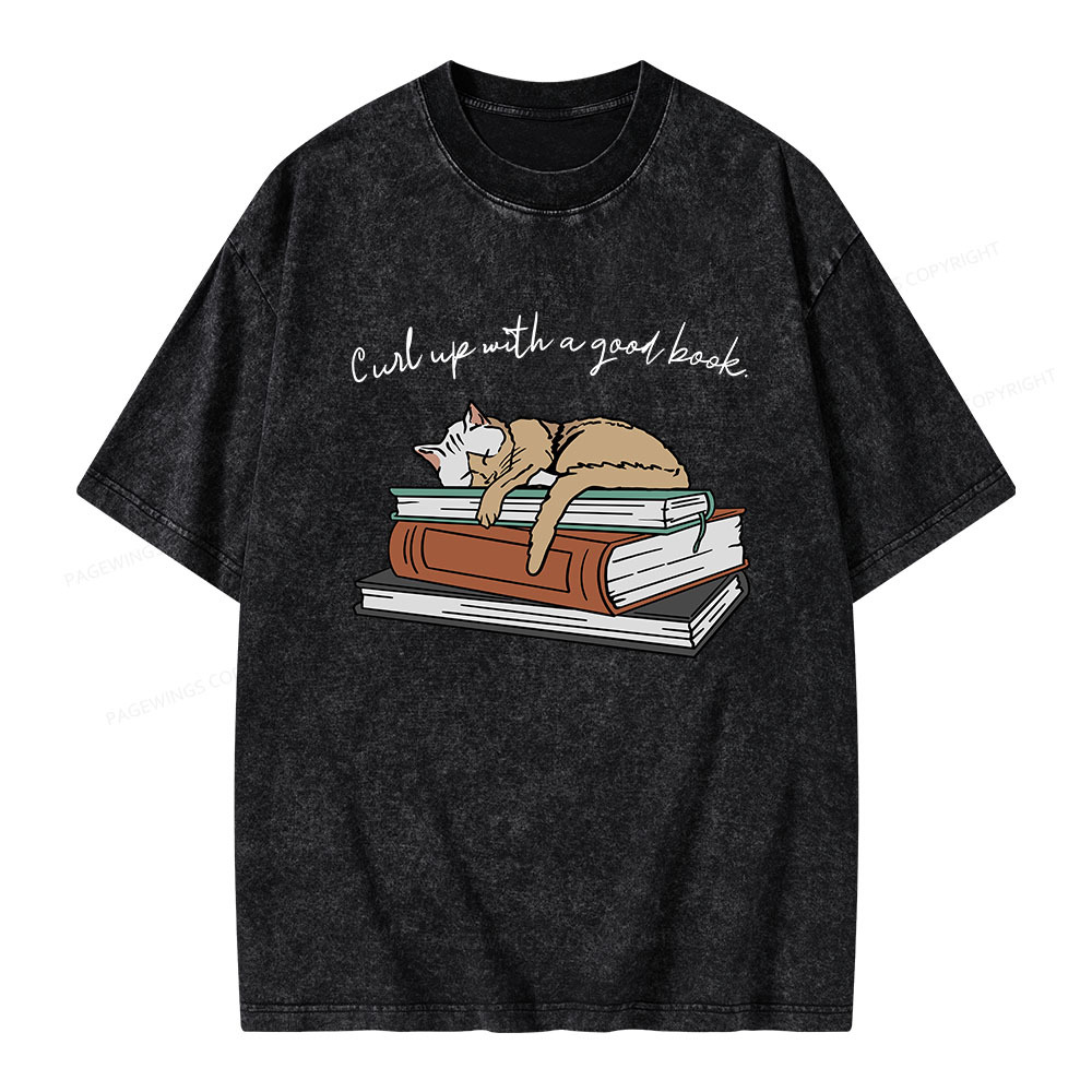 Pagewings Curl Up with a Good Book Unisex Washed T-shirt