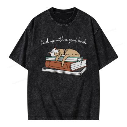 Pagewings Curl Up with a Good Book Unisex Washed T-shirt