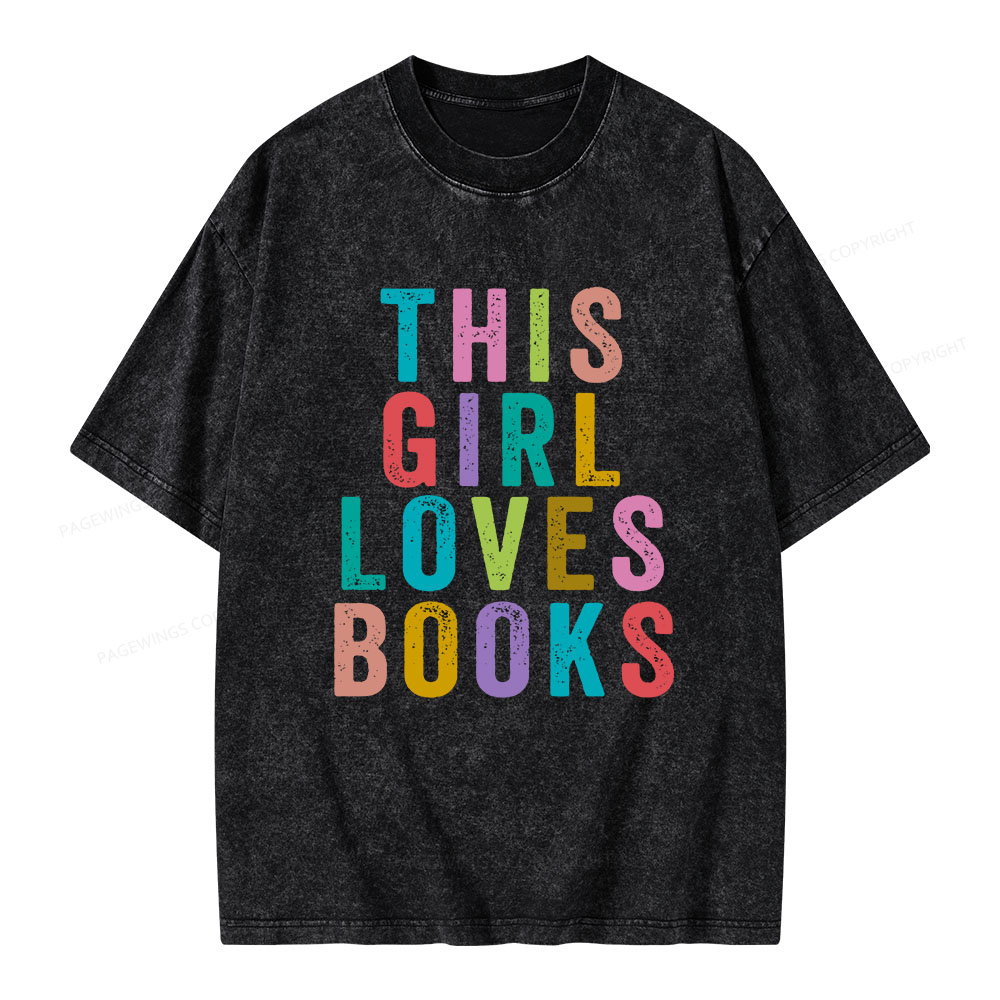 Pagewings This Girl Loves Books Unisex Washed T-shirt