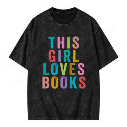Pagewings This Girl Loves Books Unisex Washed T-shirt