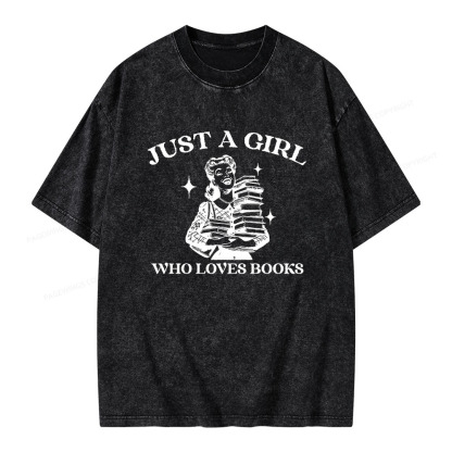 Pagewings Just A Girl Who Loves Books Unisex Washed T-shirt
