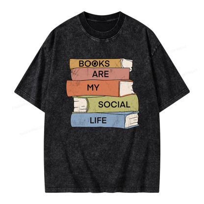 Pagewings Books Are My Social Life Unisex Washed T-shirt