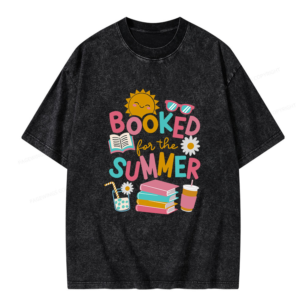 Pagewings Booked For The Summer Unisex Washed T-shirt