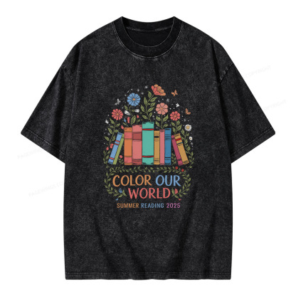 Pagewings Color Our World  Unisex Washed T-shirt