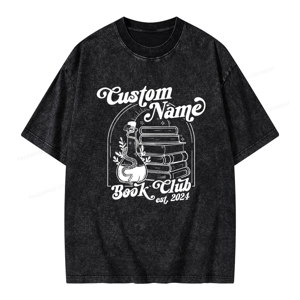 Pagewings Personalized Custom Book Club Unisex Washed T-shirt