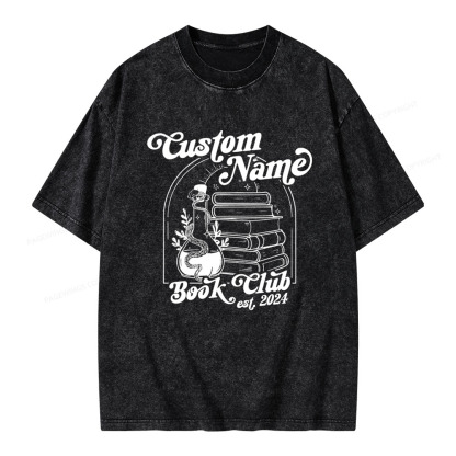 Pagewings Personalized Custom Book Club Unisex Washed T-shirt