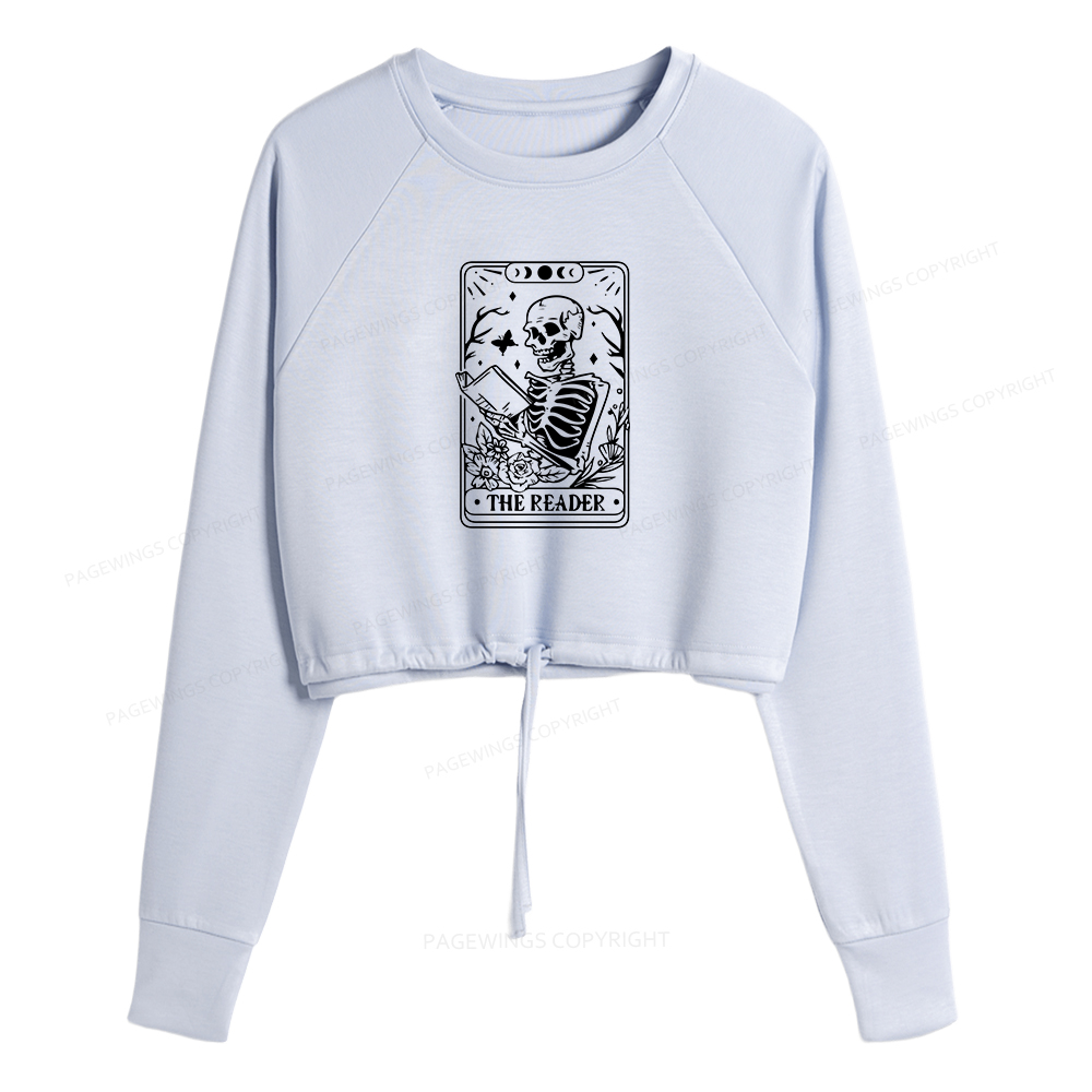 Pagewings Halloween The Reader Tarot Card Women Cropped Sweatshirt 