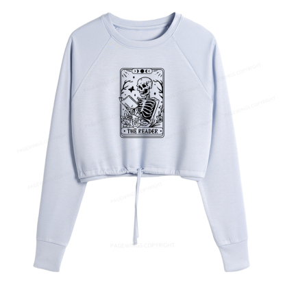 Pagewings Halloween The Reader Tarot Card Women Cropped Sweatshirt 