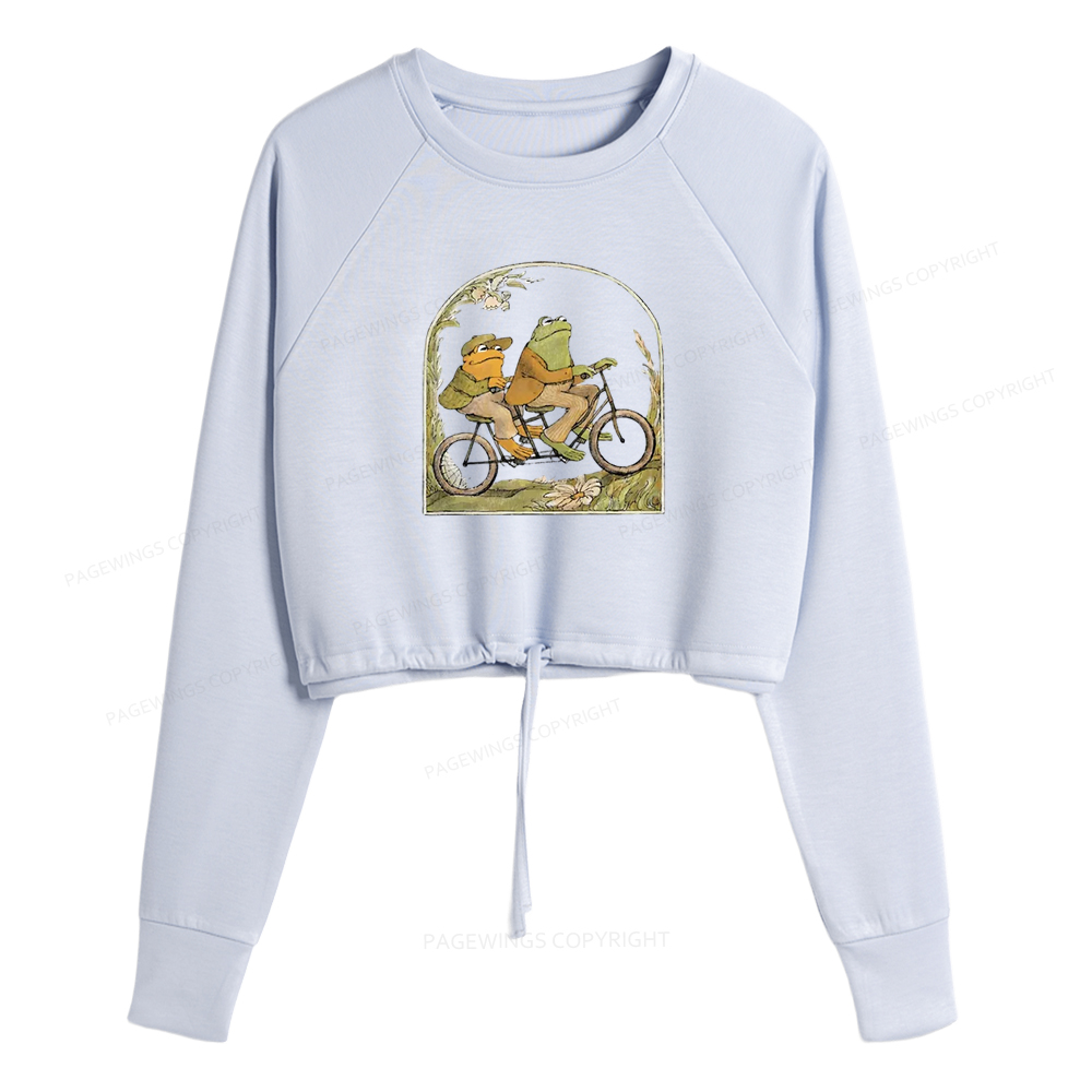 Pagewings The Growing Frog Book Vintage Women Cropped Sweatshirt 