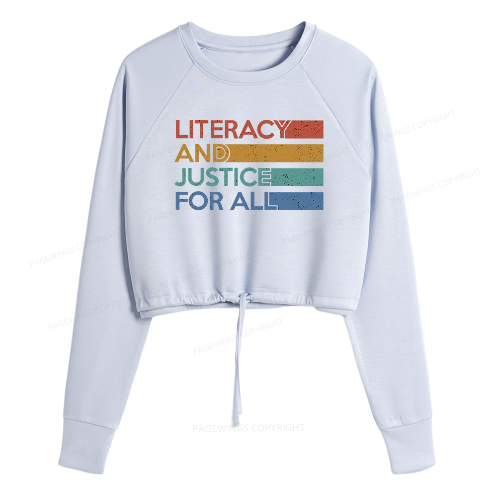 Pagewings Literacy and Justice For All Women Cropped Sweatshirt 