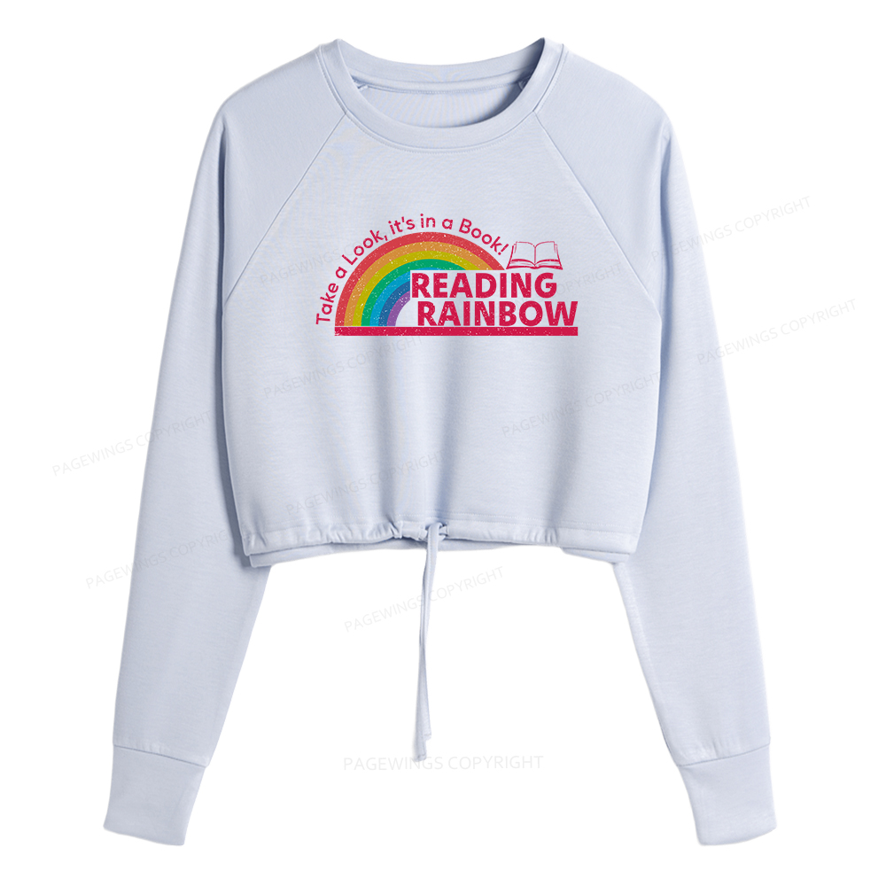 Pagewings Reading With Rainbow Women Cropped Sweatshirt 