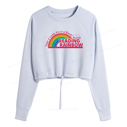 Pagewings Reading With Rainbow Women Cropped Sweatshirt 