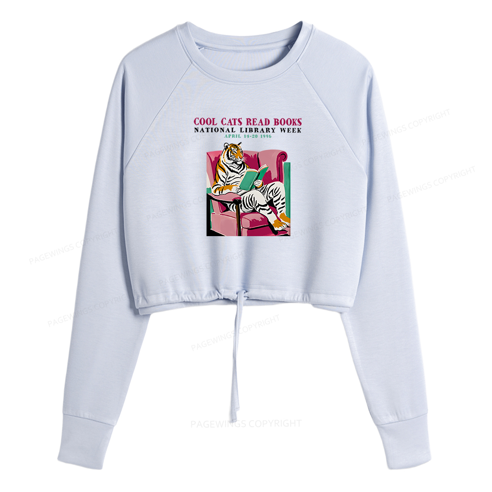 Pagewings Library Week Poster 1996 Women Cropped Sweatshirt 