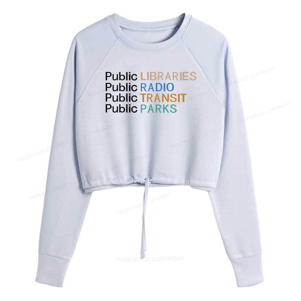 Pagewings Public Libraries Radio Transit Parks Women Cropped Sweatshirt 