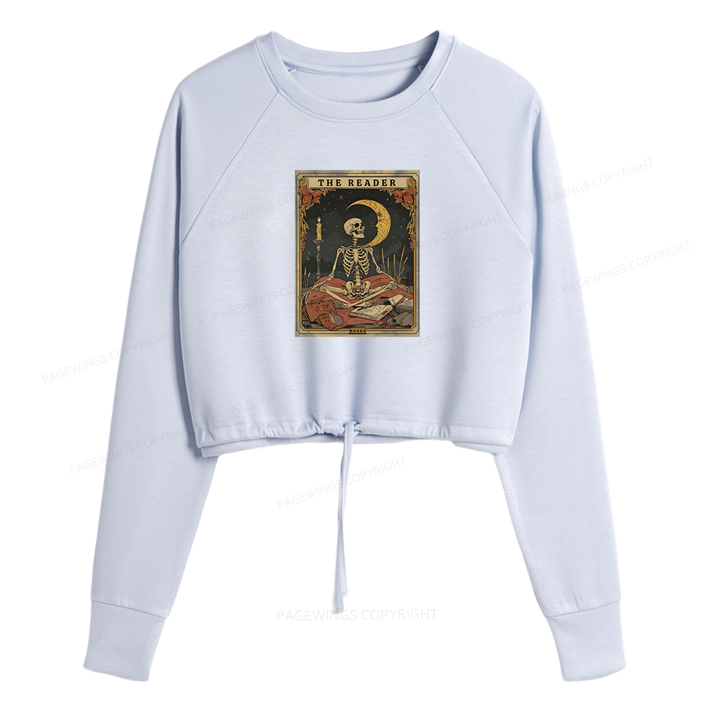 Pagewings The Reader Tarot Card Women Cropped Sweatshirt 
