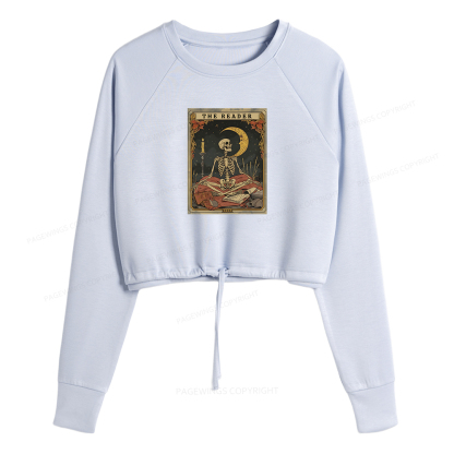 Pagewings The Reader Tarot Card Women Cropped Sweatshirt 