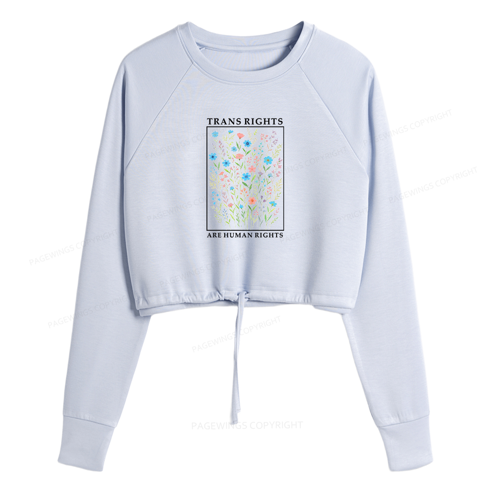 Pagewings Trans Rights Are Human Rights Women Cropped Sweatshirt 