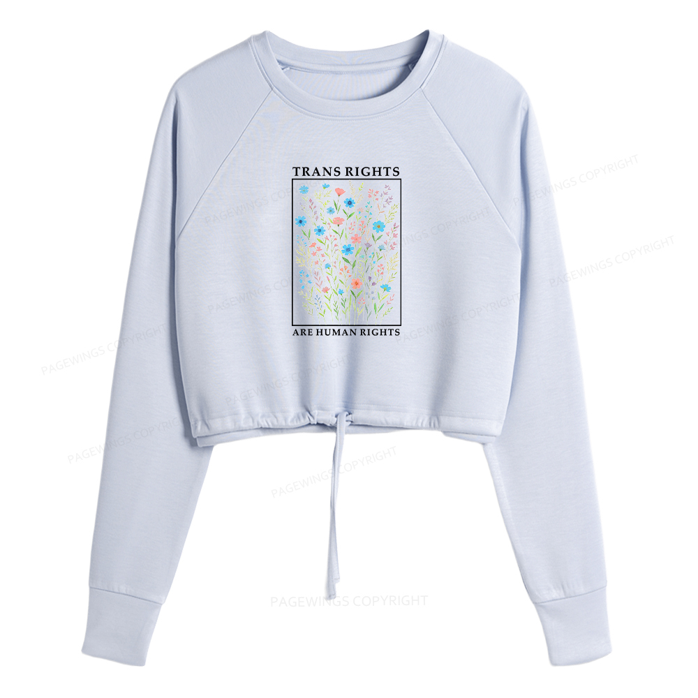 Pagewings Trans Rights Are Human Rights Women Cropped Sweatshirt 