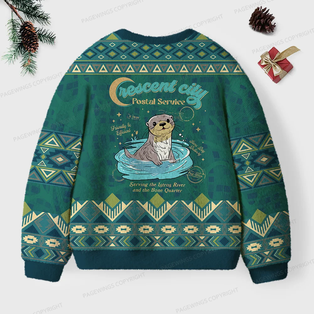 Pagewings Crescent City Postal Service Unisex Ugly Knit Sweatshirt