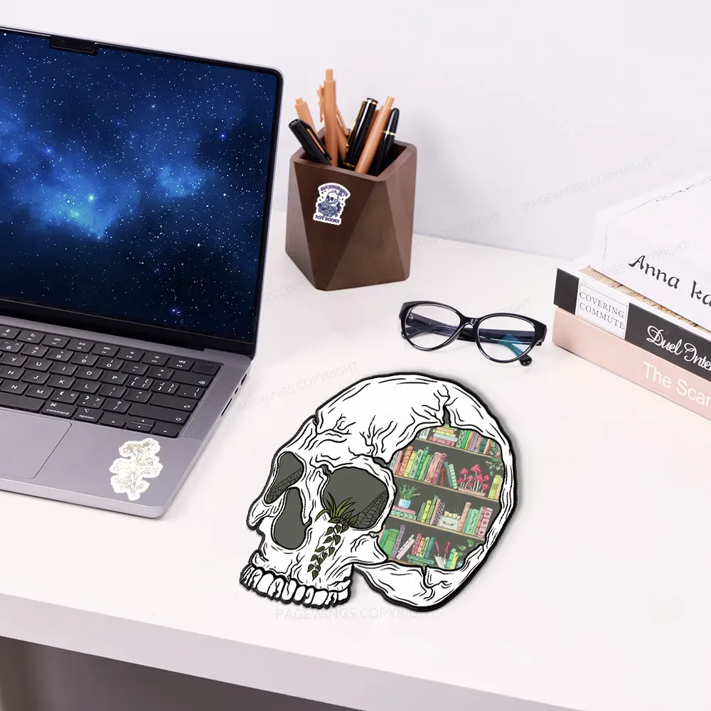 Pagewings Skull Bookshelf Mouse Pad