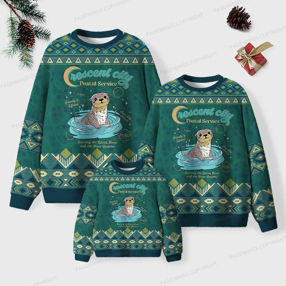 Pagewings Crescent City Postal Service Unisex Ugly Knit Sweatshirt