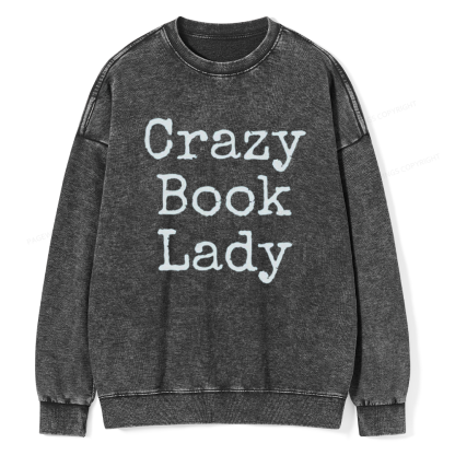 Pagewings Crazy Book Lady Unisex Washed Sweatshirt