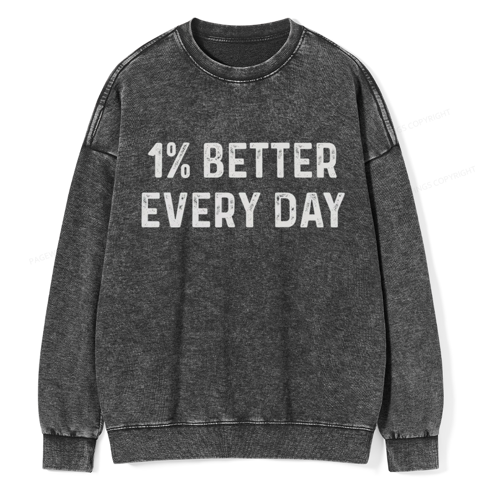 Pagewings 1% Better Every Day Unisex Washed Sweatshirt
