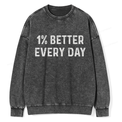 Pagewings 1% Better Every Day Unisex Washed Sweatshirt