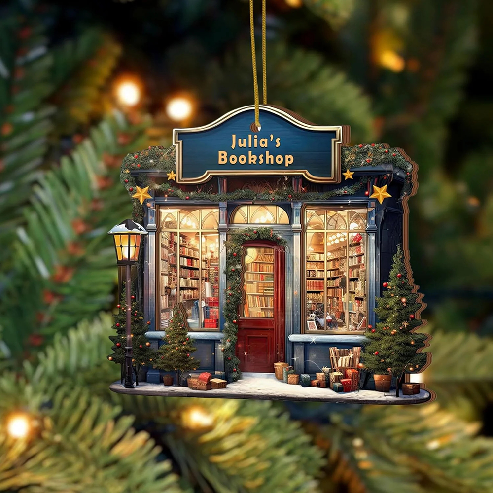 Pagewings Personalized Bookshop Wooden Ornament